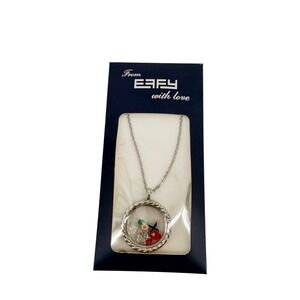 Effy Silver Tone Nautical Floating Locket Necklace Ships Wheel Crystals New